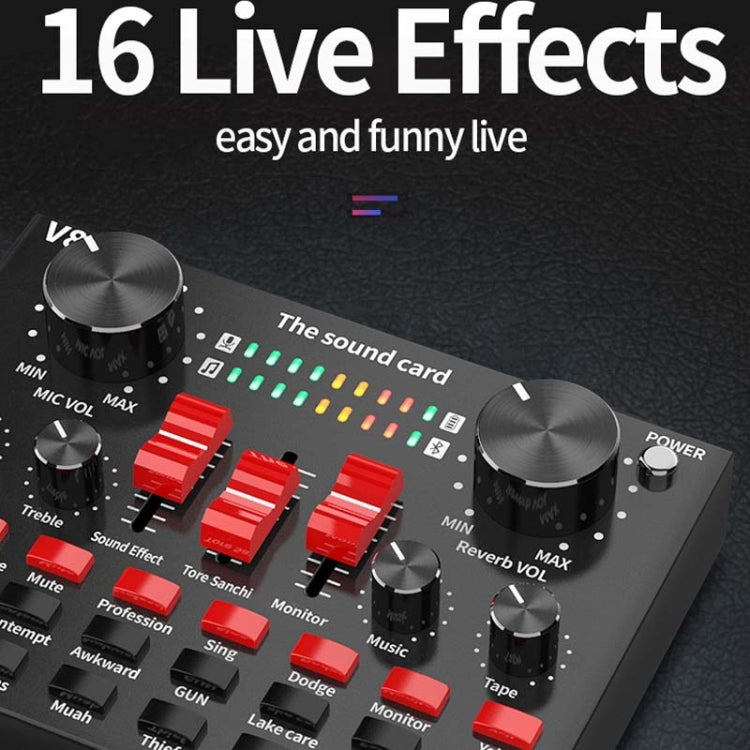 V8S Sound Card Mobile Phone Computer Anchor Live K Song Recording Microphone, English Version, V8S  + Golden Net BM700 Set, V8S  + Black Bet BM700 Set