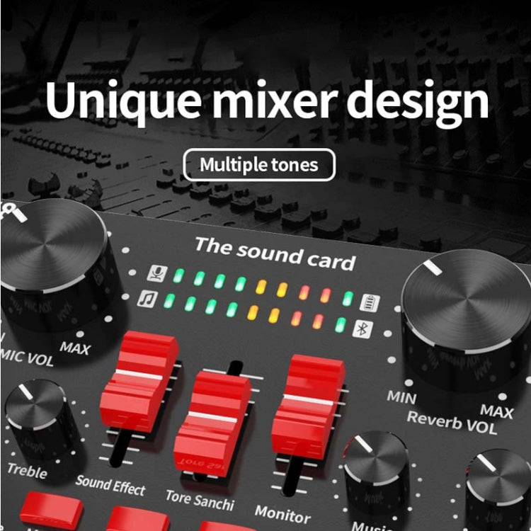 V8S Sound Card Mobile Phone Computer Anchor Live K Song Recording Microphone, English Version, V8S  + Golden Net BM700 Set, V8S  + Black Bet BM700 Set