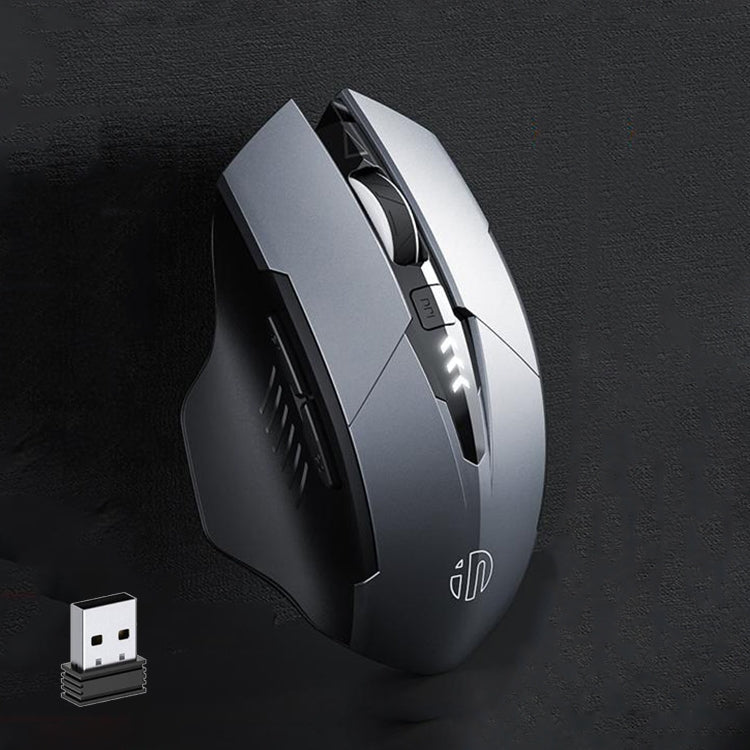 Inphic A1 6 Keys 1000/1200/1600 DPI Home Gaming Wireless Mechanical Mouse, Colour: Gray Wireless+Bluetooth 4.0+Bluetooth 5.0, Black Wireless Charging Silent Version, Gray Wireless Charging Silent Version, Gray Wireless+Bluetooth 4.0+Bluetooth 5.0      ...
