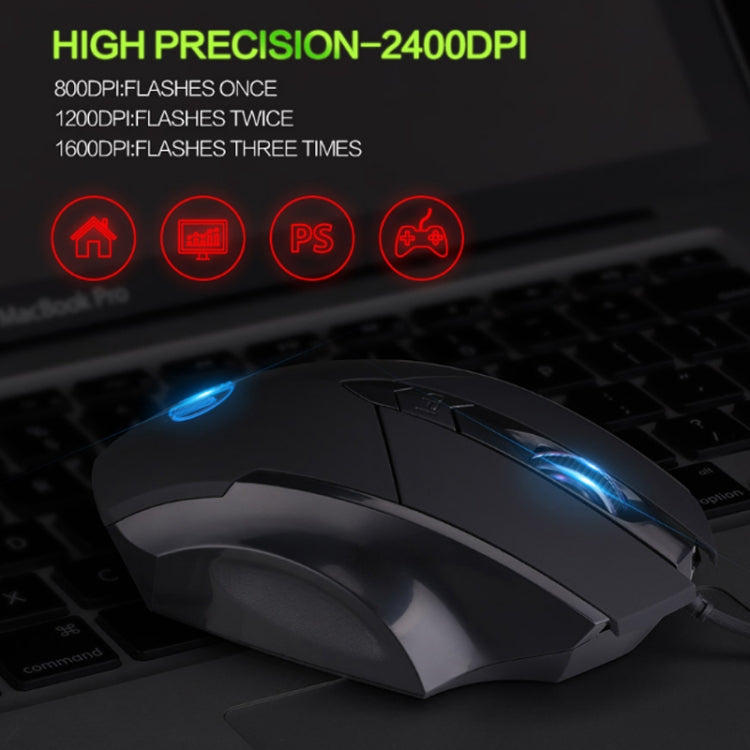 Inphic PW1 Game Mute Macro Definition Illuminated Wired Mouse, Cable Length: 1.5m, Mute Titanium Gray Game Version, Mute Black Business Version, Mute Black Game Version