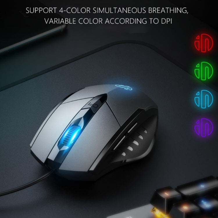 Inphic PW1 Game Mute Macro Definition Illuminated Wired Mouse, Cable Length: 1.5m, Mute Titanium Gray Game Version, Mute Black Business Version, Mute Black Game Version