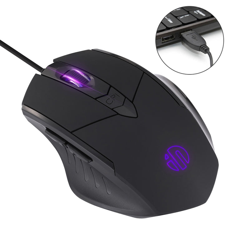 Inphic PW1 Game Mute Macro Definition Illuminated Wired Mouse, Cable Length: 1.5m, Mute Titanium Gray Game Version, Mute Black Business Version, Mute Black Game Version