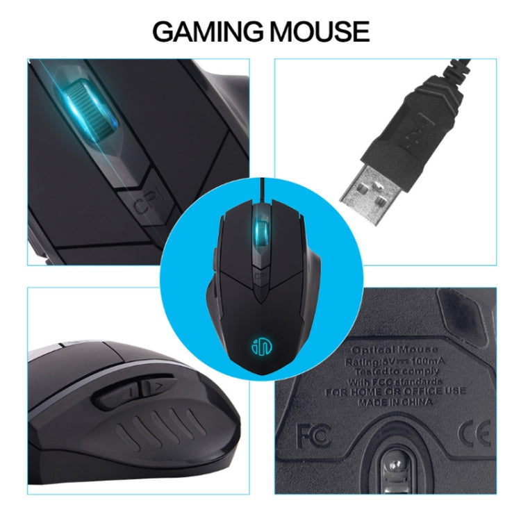 Inphic PW1 Game Mute Macro Definition Illuminated Wired Mouse, Cable Length: 1.5m, Mute Titanium Gray Game Version, Mute Black Business Version, Mute Black Game Version
