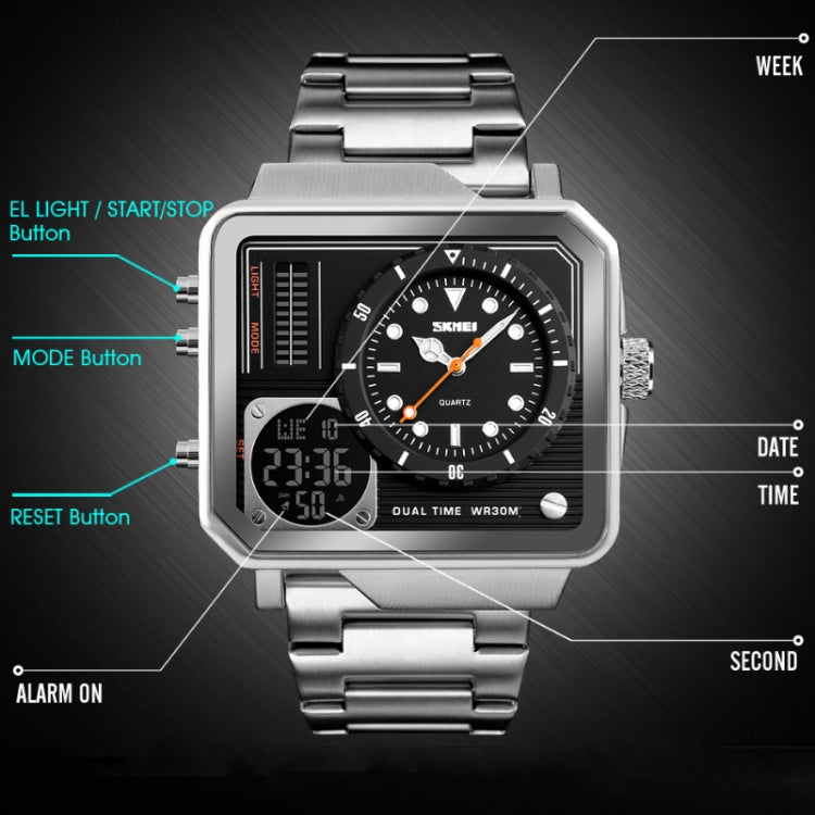SKMEI 1392 Multi-Function Outdoor Sports Watch Business Double Display Waterproof Electronic Watch