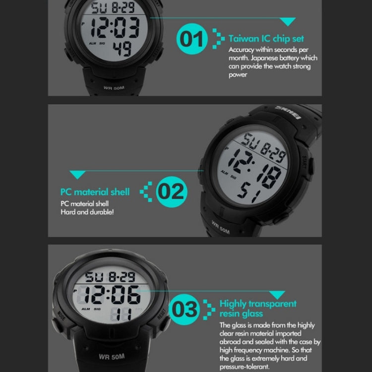 SKMEI 1068 Men Waterproof Outdoor Sports Digital Watch Student Fashion Watch, Red, Green, Blue, Black, Titanium, Golden, ArmyGreen