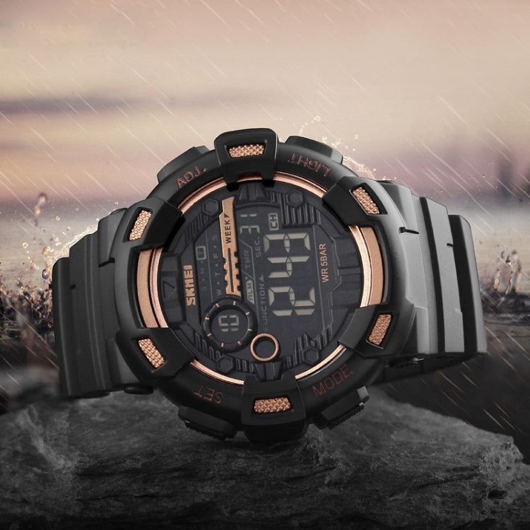 SKMEI 1243 Men Sports Watch Outdoor Waterproof Digital Watch, Red, Black, Golden