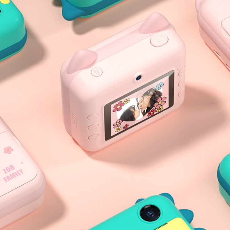P1 No Card Children Instant Camera 1200W Front And Rear Dual-Lens Mini Print Photographic Digital Camera Toy(Green Dinosaur), Pink Cat No Card, Green Dinosaur No Card, Green Dinosaur 16GB, Pink Cat 16GB, Green Dinosaur 32GB, Pink Cat 32GB