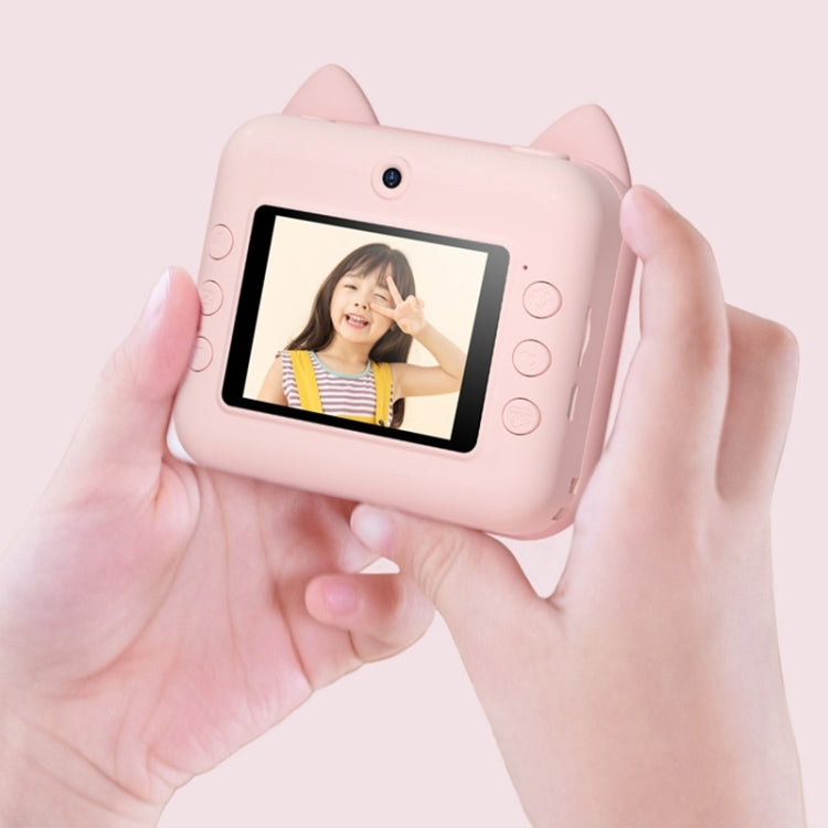 P1 No Card Children Instant Camera 1200W Front And Rear Dual-Lens Mini Print Photographic Digital Camera Toy(Green Dinosaur), Pink Cat No Card, Green Dinosaur No Card, Green Dinosaur 16GB, Pink Cat 16GB, Green Dinosaur 32GB, Pink Cat 32GB