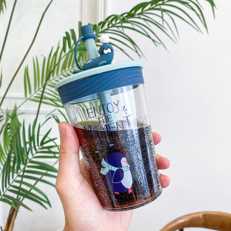 Children Cartoon Marine Animal Straw Drinking Cup Safe And Environmentally Friendly Plastic Drinking Cup, Navy Blue, Light Blue, Pink, Light Grey