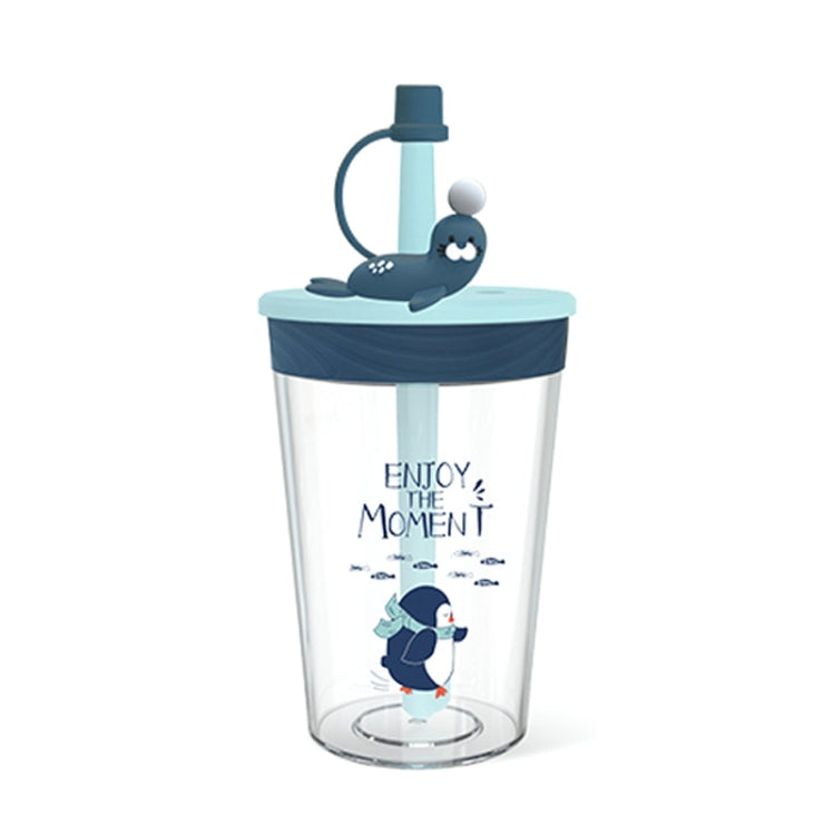 Children Cartoon Marine Animal Straw Drinking Cup Safe And Environmentally Friendly Plastic Drinking Cup, Navy Blue, Light Blue, Pink, Light Grey