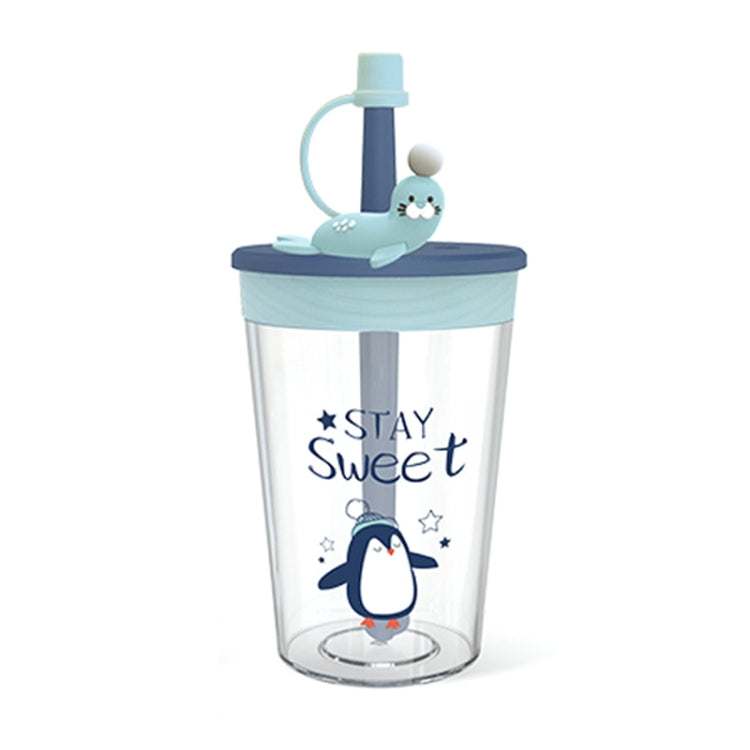 Children Cartoon Marine Animal Straw Drinking Cup Safe And Environmentally Friendly Plastic Drinking Cup, Navy Blue, Light Blue, Pink, Light Grey