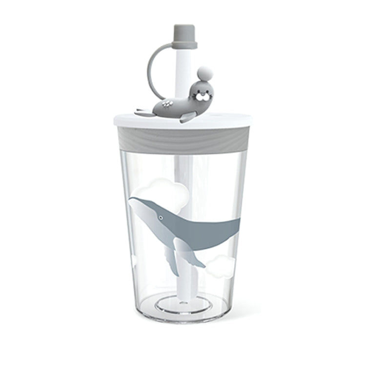 Children Cartoon Marine Animal Straw Drinking Cup Safe And Environmentally Friendly Plastic Drinking Cup, Navy Blue, Light Blue, Pink, Light Grey