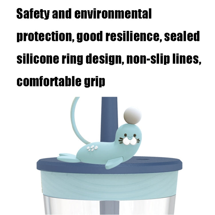 Children Cartoon Marine Animal Straw Drinking Cup Safe And Environmentally Friendly Plastic Drinking Cup, Navy Blue, Light Blue, Pink, Light Grey