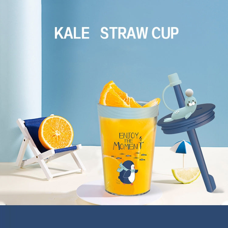 Children Cartoon Marine Animal Straw Drinking Cup Safe And Environmentally Friendly Plastic Drinking Cup, Navy Blue, Light Blue, Pink, Light Grey