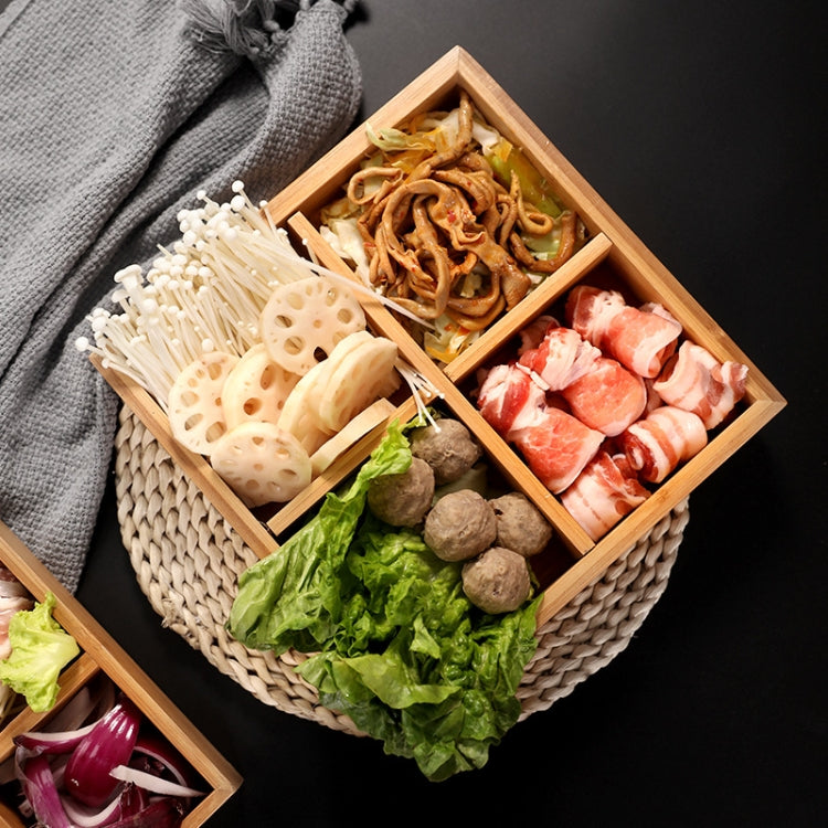 Hot Pot Bamboo Plate Compartmental Platter Vegetable Wood Tray Set, Large Nine Grid Plate, Six Grid Plate, Large Four Grid Bamboo Plate, Medium Four Grid Bamboo Plate, Small Four Grid Bamboo Plate, Three Grid Bamboo Plate, Two Grid Plate               ...