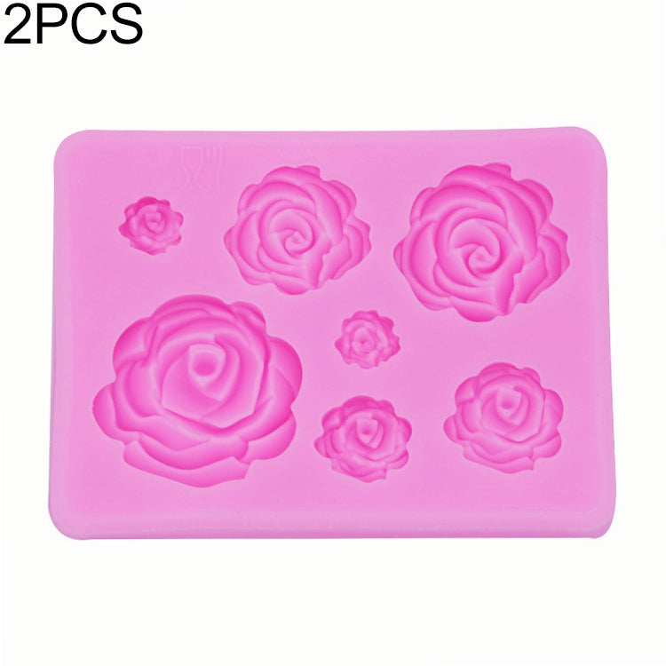 2 PCS DIY Handmade Soap Chocolate Fondant Baking Mold 3D Rose Flower Cake Decoration Silicone Mold, Flower Shape(Pink), Flower Shape(Gray)