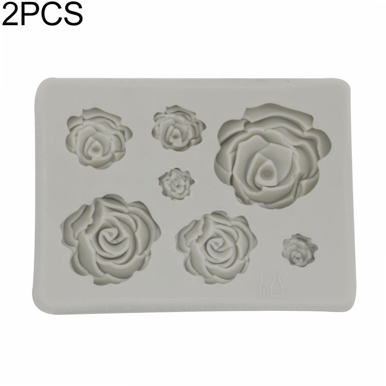 2 PCS DIY Handmade Soap Chocolate Fondant Baking Mold 3D Rose Flower Cake Decoration Silicone Mold, Flower Shape(Pink), Flower Shape(Gray)