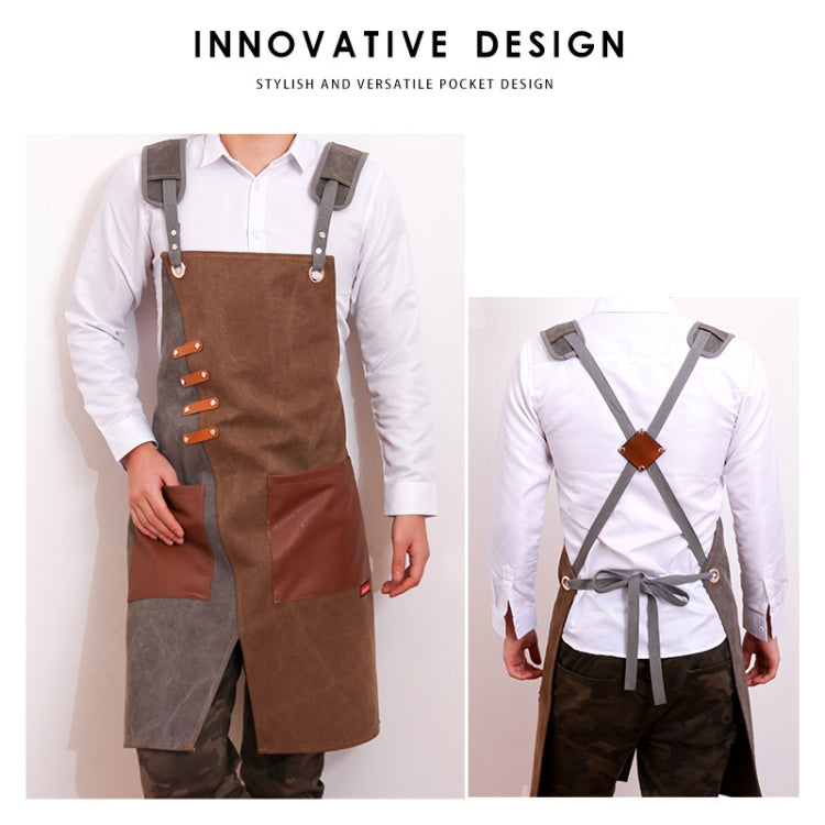Denim Apron Barber Milk Tea Shop Waiter Overalls, Gray-yellow Shoulder Strap, Blue-white Shoulder Strap, Green-yellow Shoulder Strap, Grey-green Shoulder Strap, Grey-yellow Hook Strap, Blue-white Hook Strap, Green-yellow Hook Strap, Grey-green Hook Strap