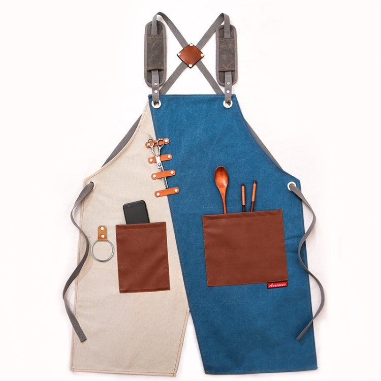 Denim Apron Barber Milk Tea Shop Waiter Overalls, Gray-yellow Shoulder Strap, Blue-white Shoulder Strap, Green-yellow Shoulder Strap, Grey-green Shoulder Strap, Grey-yellow Hook Strap, Blue-white Hook Strap, Green-yellow Hook Strap, Grey-green Hook Strap