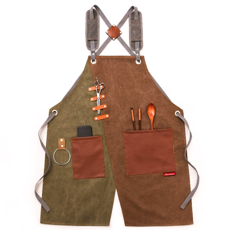 Denim Apron Barber Milk Tea Shop Waiter Overalls, Gray-yellow Shoulder Strap, Blue-white Shoulder Strap, Green-yellow Shoulder Strap, Grey-green Shoulder Strap, Grey-yellow Hook Strap, Blue-white Hook Strap, Green-yellow Hook Strap, Grey-green Hook Strap