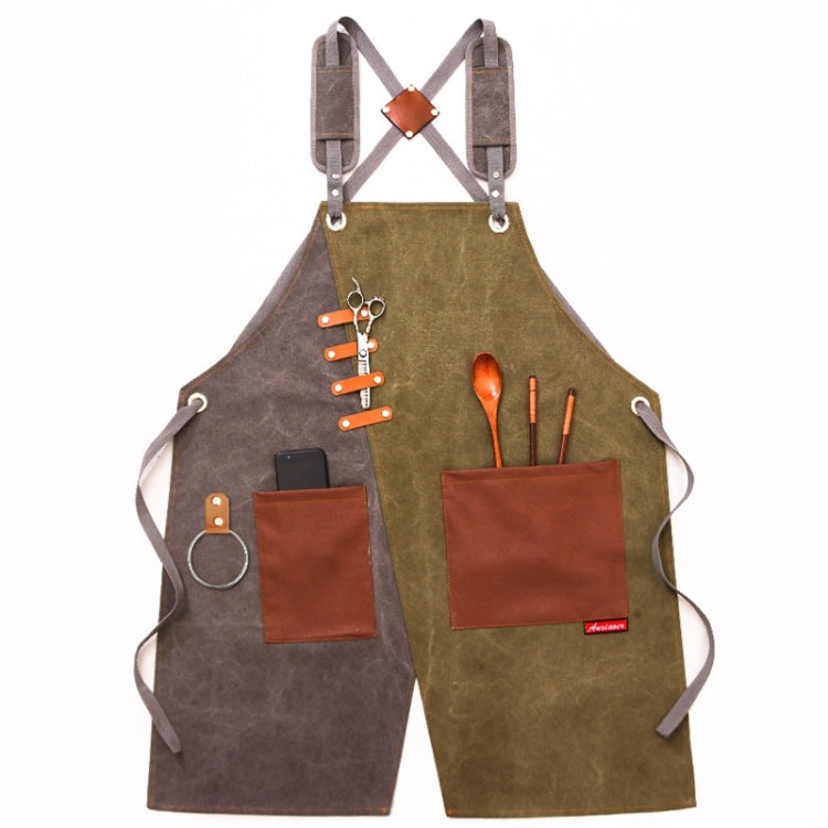 Denim Apron Barber Milk Tea Shop Waiter Overalls, Gray-yellow Shoulder Strap, Blue-white Shoulder Strap, Green-yellow Shoulder Strap, Grey-green Shoulder Strap, Grey-yellow Hook Strap, Blue-white Hook Strap, Green-yellow Hook Strap, Grey-green Hook Strap