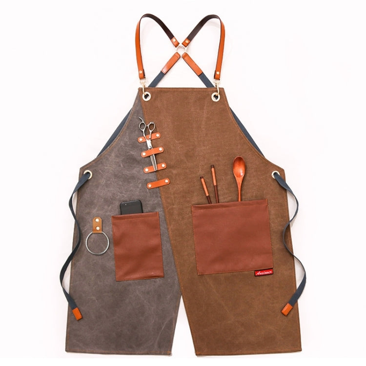 Denim Apron Barber Milk Tea Shop Waiter Overalls, Gray-yellow Shoulder Strap, Blue-white Shoulder Strap, Green-yellow Shoulder Strap, Grey-green Shoulder Strap, Grey-yellow Hook Strap, Blue-white Hook Strap, Green-yellow Hook Strap, Grey-green Hook Strap