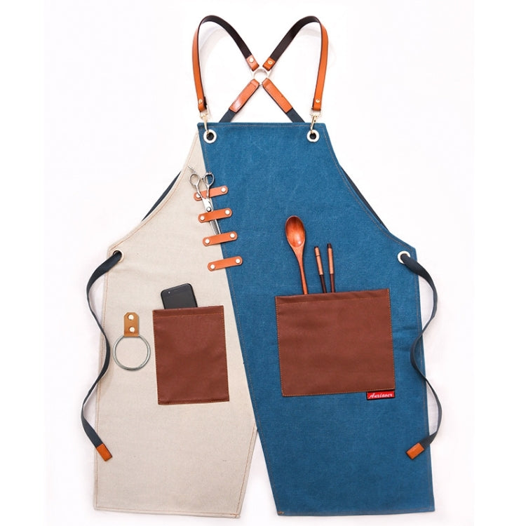 Denim Apron Barber Milk Tea Shop Waiter Overalls, Gray-yellow Shoulder Strap, Blue-white Shoulder Strap, Green-yellow Shoulder Strap, Grey-green Shoulder Strap, Grey-yellow Hook Strap, Blue-white Hook Strap, Green-yellow Hook Strap, Grey-green Hook Strap