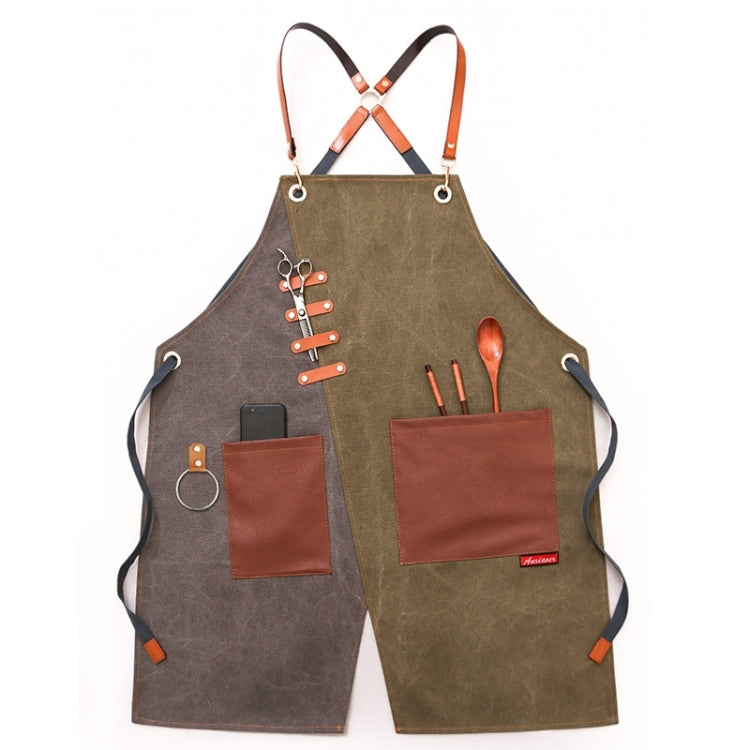 Denim Apron Barber Milk Tea Shop Waiter Overalls, Gray-yellow Shoulder Strap, Blue-white Shoulder Strap, Green-yellow Shoulder Strap, Grey-green Shoulder Strap, Grey-yellow Hook Strap, Blue-white Hook Strap, Green-yellow Hook Strap, Grey-green Hook Strap