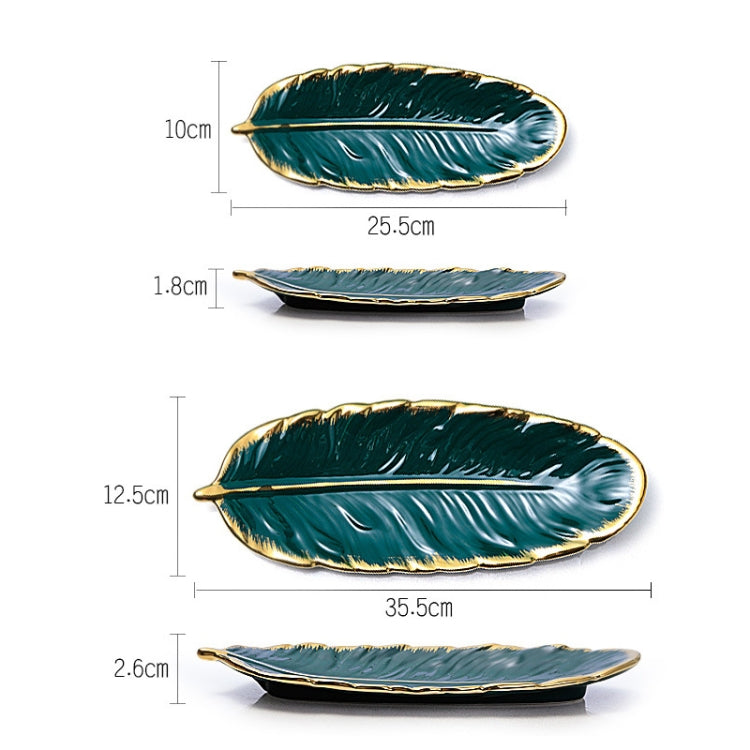 Phnom Penh Ceramic Dessert Plate Feather Plate Banana Leaf Fruit Dried Fruit Storage Tray, Size:, Large （Bright Emerald), Small (Bright Emerald), Large (Bright Peach Pink), Small (Bright Peach Pink), Large (Matt Black), Small (Matte  Black)            ...