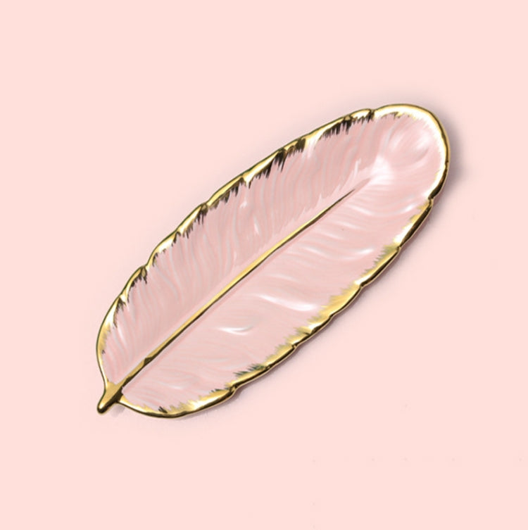 Phnom Penh Ceramic Dessert Plate Feather Plate Banana Leaf Fruit Dried Fruit Storage Tray, Size:, Large （Bright Emerald), Small (Bright Emerald), Large (Bright Peach Pink), Small (Bright Peach Pink), Large (Matt Black), Small (Matte  Black)            ...