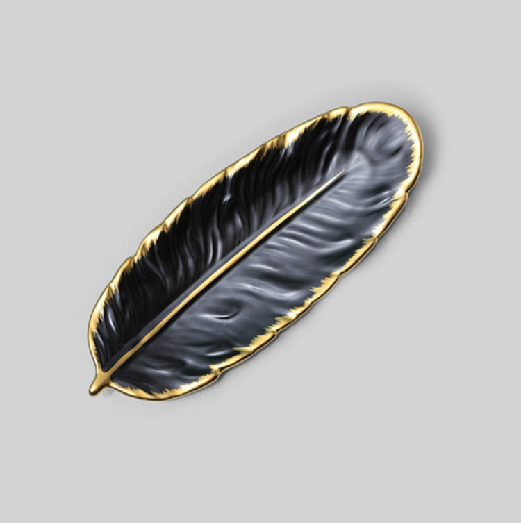 Phnom Penh Ceramic Dessert Plate Feather Plate Banana Leaf Fruit Dried Fruit Storage Tray, Size:, Large （Bright Emerald), Small (Bright Emerald), Large (Bright Peach Pink), Small (Bright Peach Pink), Large (Matt Black), Small (Matte  Black)            ...