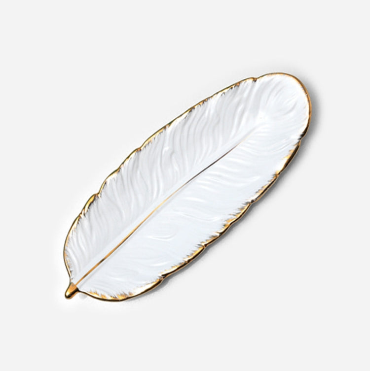 Phnom Penh Ceramic Dessert Plate Feather Plate Banana Leaf Fruit Dried Fruit Storage Tray, Size:, Large （Bright Emerald), Small (Bright Emerald), Large (Bright Peach Pink), Small (Bright Peach Pink), Large (Matt Black), Small (Matte  Black)            ...