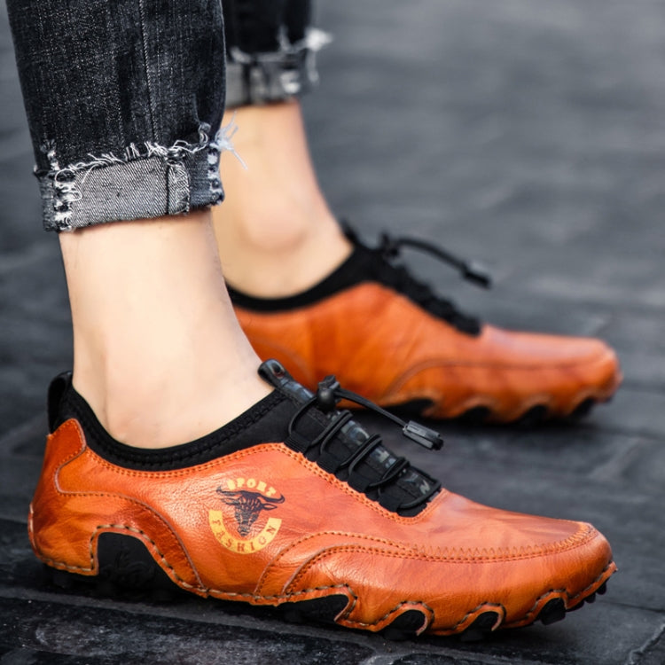 Spring And Summer Men Casual Octopus Peas Lazy Shoes Breathable Leather Shoes, 47, 48