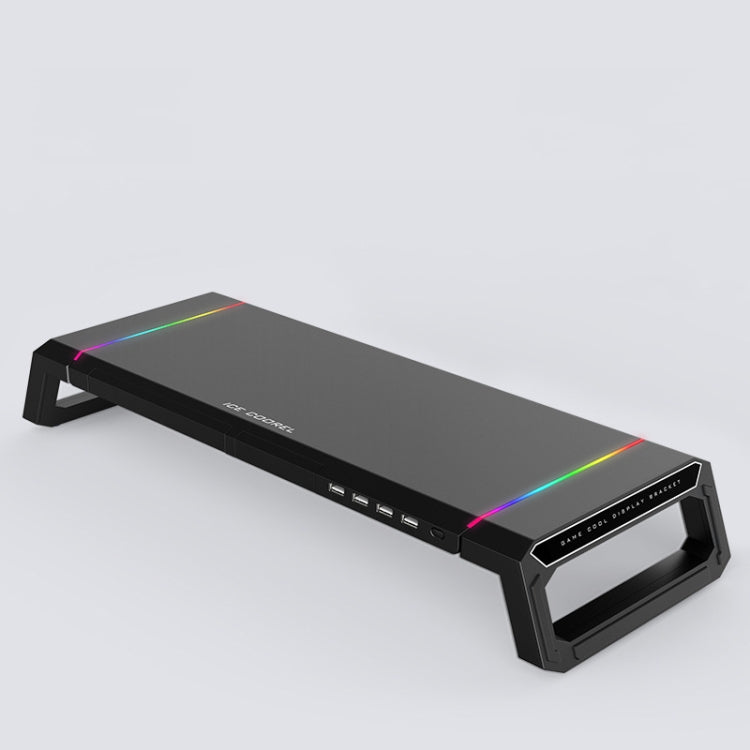 ICE COOREL T1 Monitor Increased Rack Foldable Laptop Stand With RGB Lighting & 4xUSB Expansion Interface