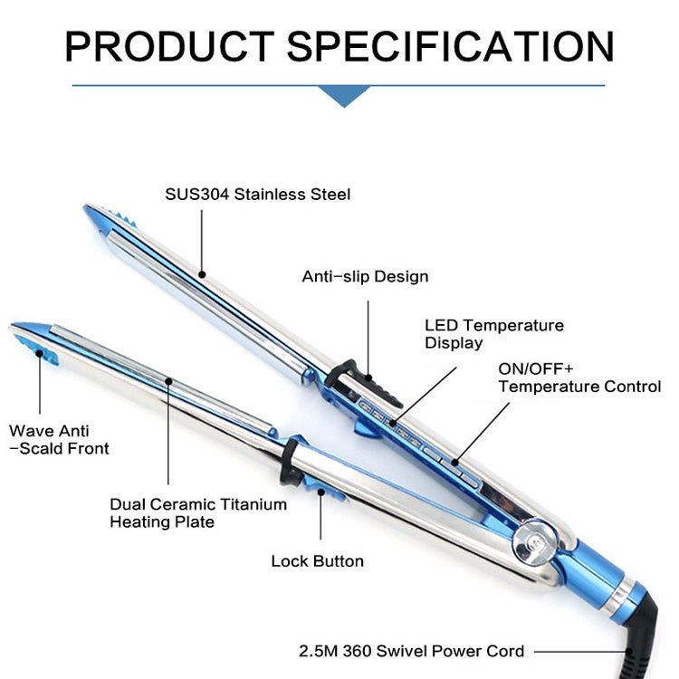 2 in 1 Titanium Hair Straighter Curler Iron, EU, US, UK