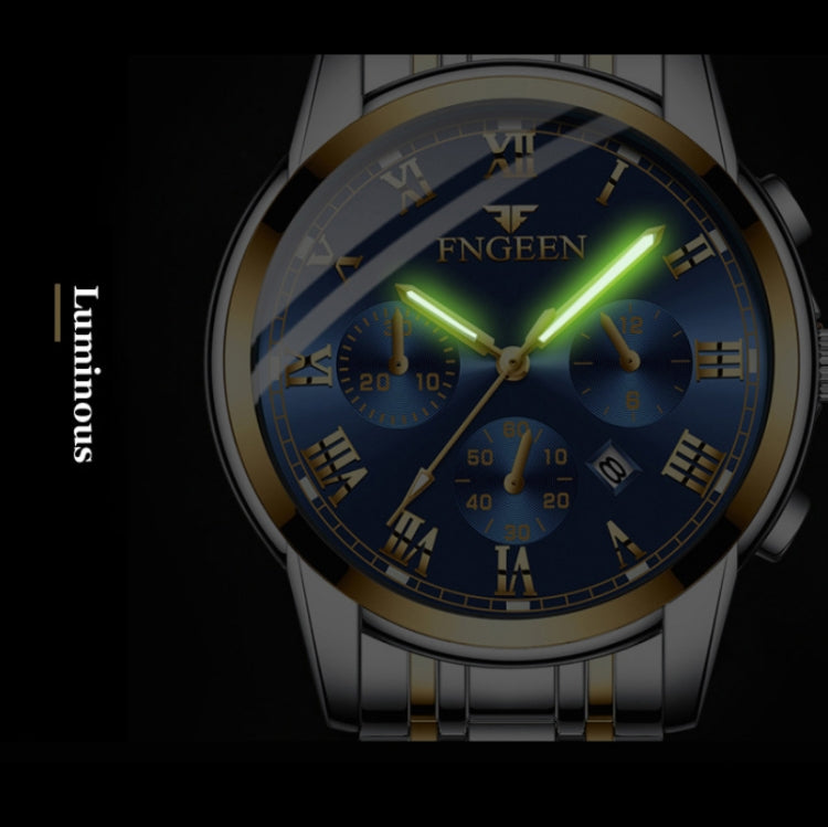 FNGEEN 4006 Men Automatic Mechanical Watch Waterproof Quartz Watch, Gold Blue Surface, Gold Black Surface, Gold White Surface, White Steel White Surface, White Steel Black Surface, White Steel Blue Surface, Black Steel Black Surface                    ...