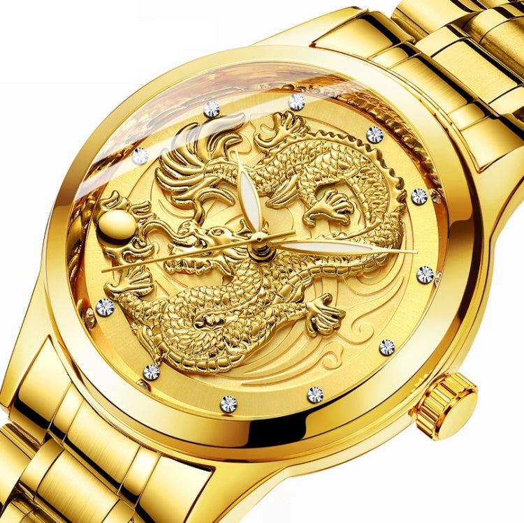 FNGEEN S666 Waterproof Luminous Non-Mechanical Watch Quartz Ultra-Thin Dragon Or Phoenix Pattern Couple Watch, Full Gold Gold Surface, Full Gold Black Surface, FullGold White Surface, Between Gold Gold Surface, Between Gold Black Surface               ...