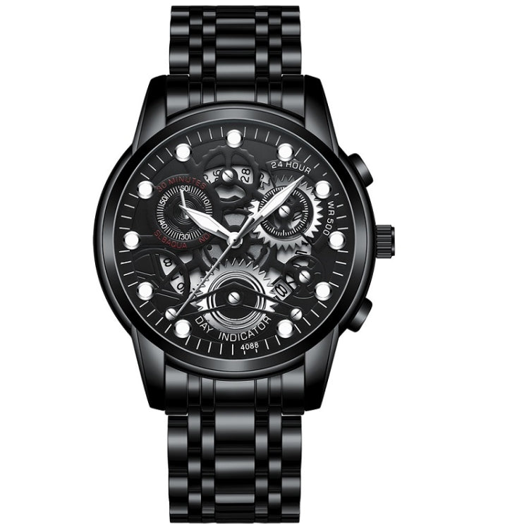 FNGEEN 4088 Men Hollow Quartz Watch Student Waterproof Luminous Watch, Full Gold Gold Surface, Full Gold Black Surface, Black Steel Black Surface White Nails, Black Steel Black Surface Gold Nails, Gold And Gold Surface, Gold Black Surface              ...