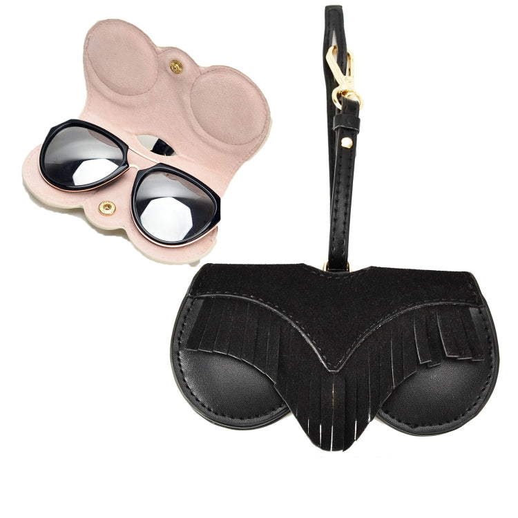 Cute And Funny PU Sunglasses Case Portable Glasses Case With Hanging Buckle, Flowers (Lake Blue Color Matching), Mengbao (Gray Stitching), Cat Girl (Red Frame), Red Love, Big Eyes (Gray), British Style (Stripe Contrast), Red Love Cat Girl, Bat (Black) ...