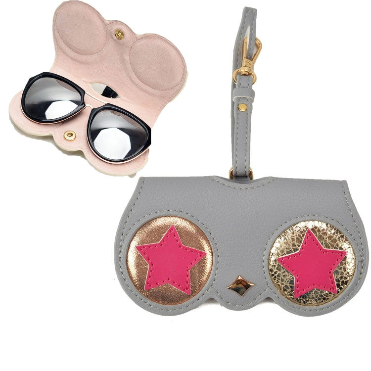 Cute And Funny PU Sunglasses Case Portable Glasses Case With Hanging Buckle, Flowers (Lake Blue Color Matching), Mengbao (Gray Stitching), Cat Girl (Red Frame), Red Love, Big Eyes (Gray), British Style (Stripe Contrast), Red Love Cat Girl, Bat (Black) ...