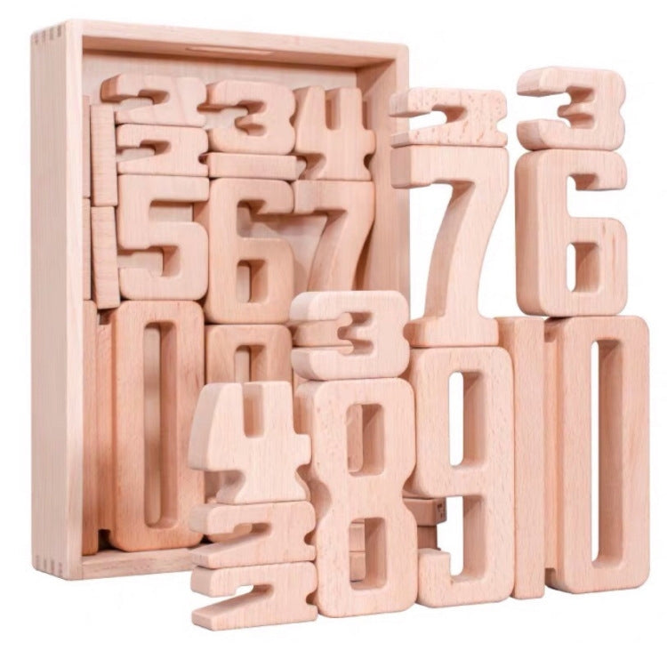 Children Particle Beech Number Building Blocks Children Mathematics Early Education Toy Teaching Aids, Number Building Blocks(32 PCS / Set)