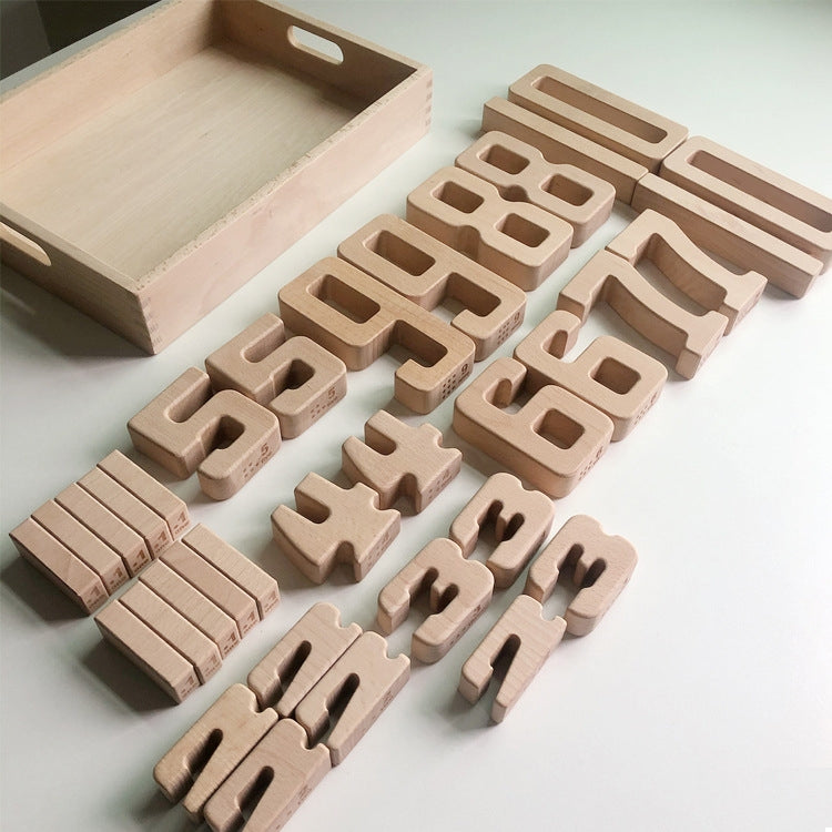 Children Particle Beech Number Building Blocks Children Mathematics Early Education Toy Teaching Aids, Number Building Blocks(32 PCS / Set)