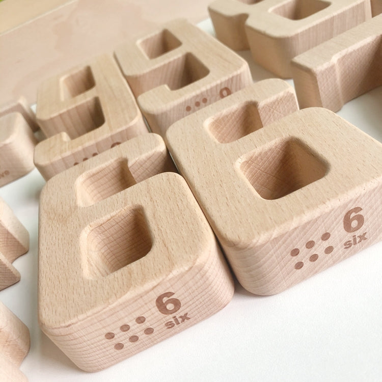 Children Particle Beech Number Building Blocks Children Mathematics Early Education Toy Teaching Aids, Number Building Blocks(32 PCS / Set)