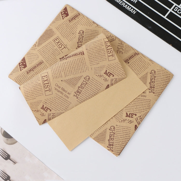 100 Sheets / Pack Cake Greaseproof Paper Baking Packaging Plate Paper Hamburger Paper, Colour: Classical Newspaper, Classical Newspaper, Color Pastry, Orange Tower, White English, Coffee English, Wheat English, Pure White, Thick Kraft Paper, Gray Tower