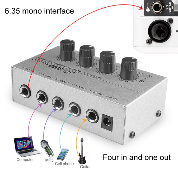Mini Karaoke Audio Mixer4 Channel Line Mono Microphone Sound Mixing Amplifier For Family KTV