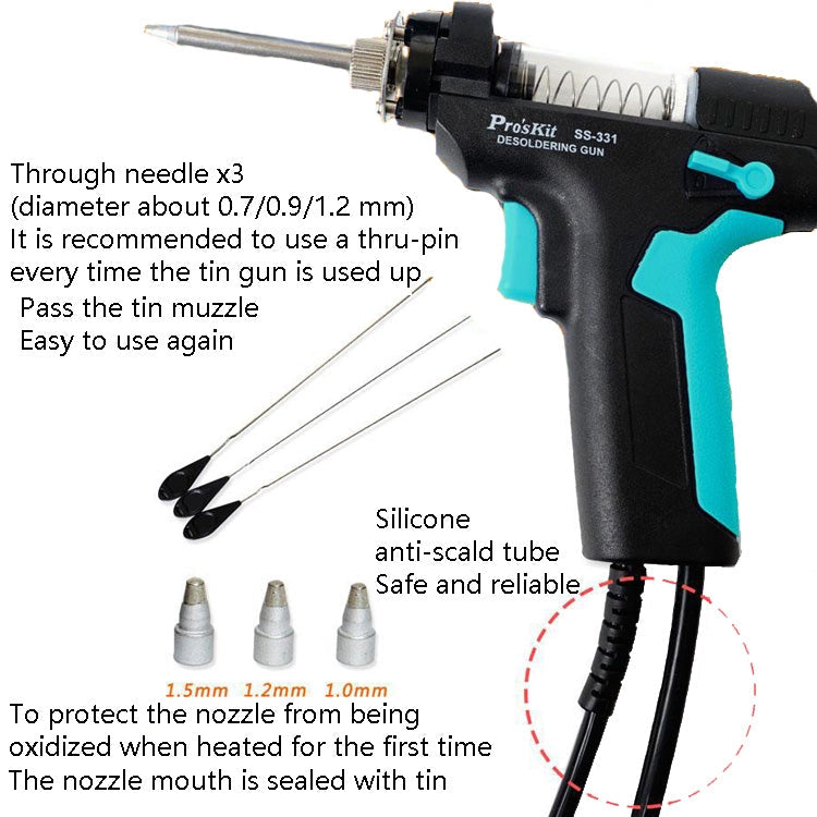 ProsKit SS-331H Electric Heat Tin Suction Device Fully Automatic Suction Pump Desoldering Machine