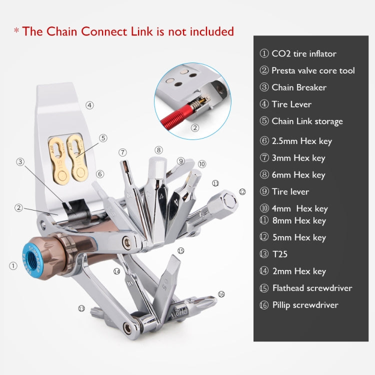 CXWXC 16 In 1 Bicycle Repair Combination Tool Multifunctional Mountain Bike Repair Tool, CXWXC 16 In 1
