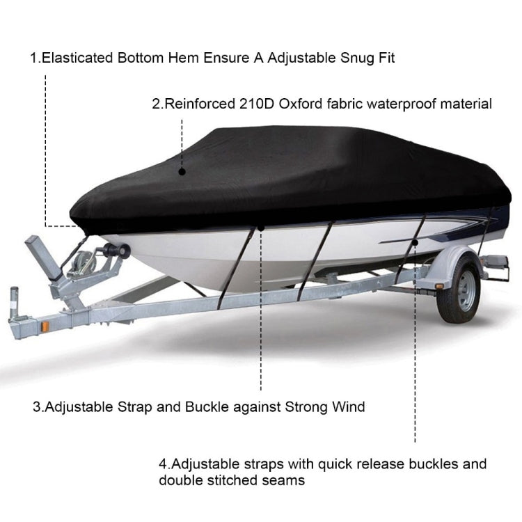 210D Waterproof Boat Cover Speedboat Towed Fishing V-Shaped Boat Cover Rain And Sun Protection Cover, 17-19FT 600x310cm