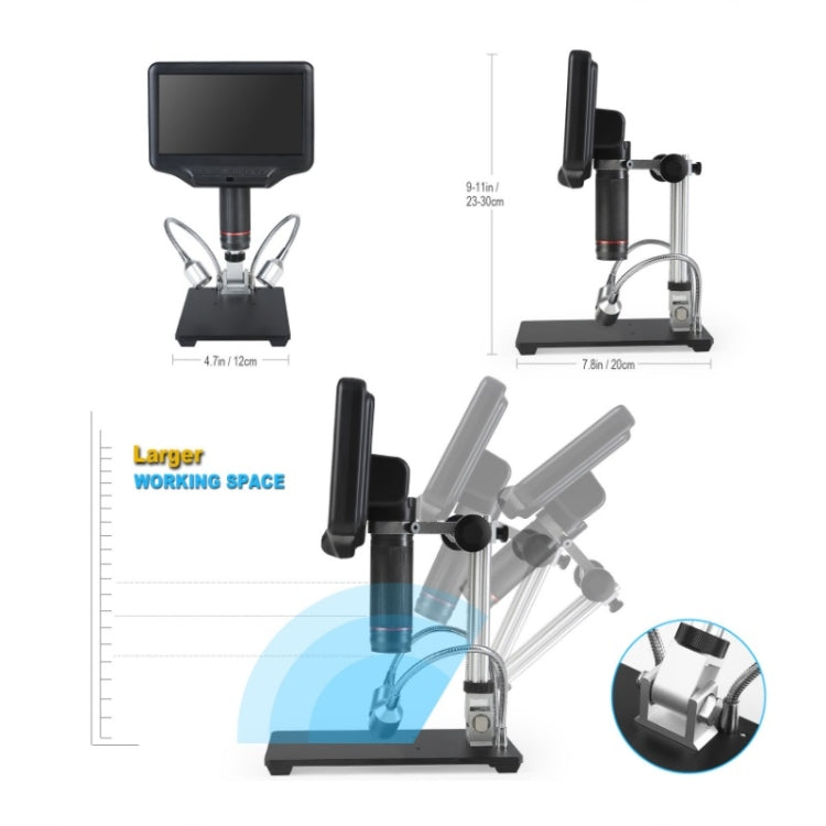 7 Inch 3D Digital Microscope Industrial Overhaul, Watch And Jewelry Appraiser, EU Plug, US Plug