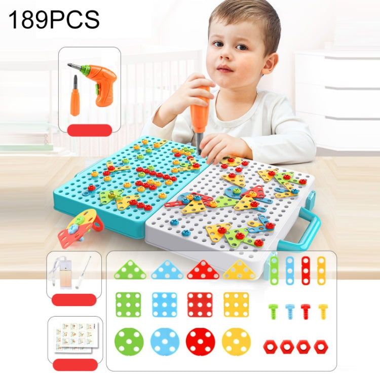 Children Screw-Tightening Electric Drill Toy Manual Assembly Toolbox, Style:, 2D Plane + Electric Drill (189 PCS), 3D + Electric Drill (276 PCS), 3D + Electric Drill (316 PCS), 3D + Electric Drill (466 PCS), 2D + Electric Drill + Charger (189 PCS)     ...